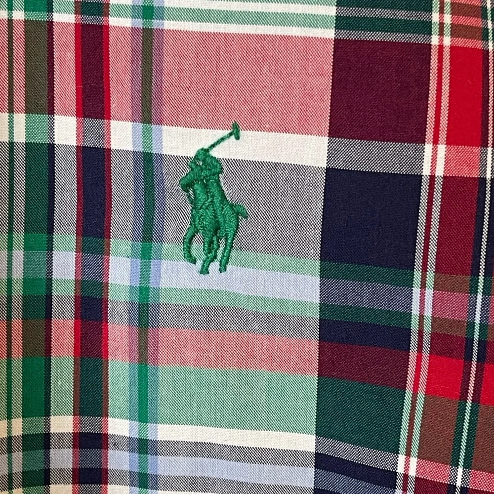 Ralph‎ Lauren Custom Fit Plaid Cotton Button Down Shirt Polo L